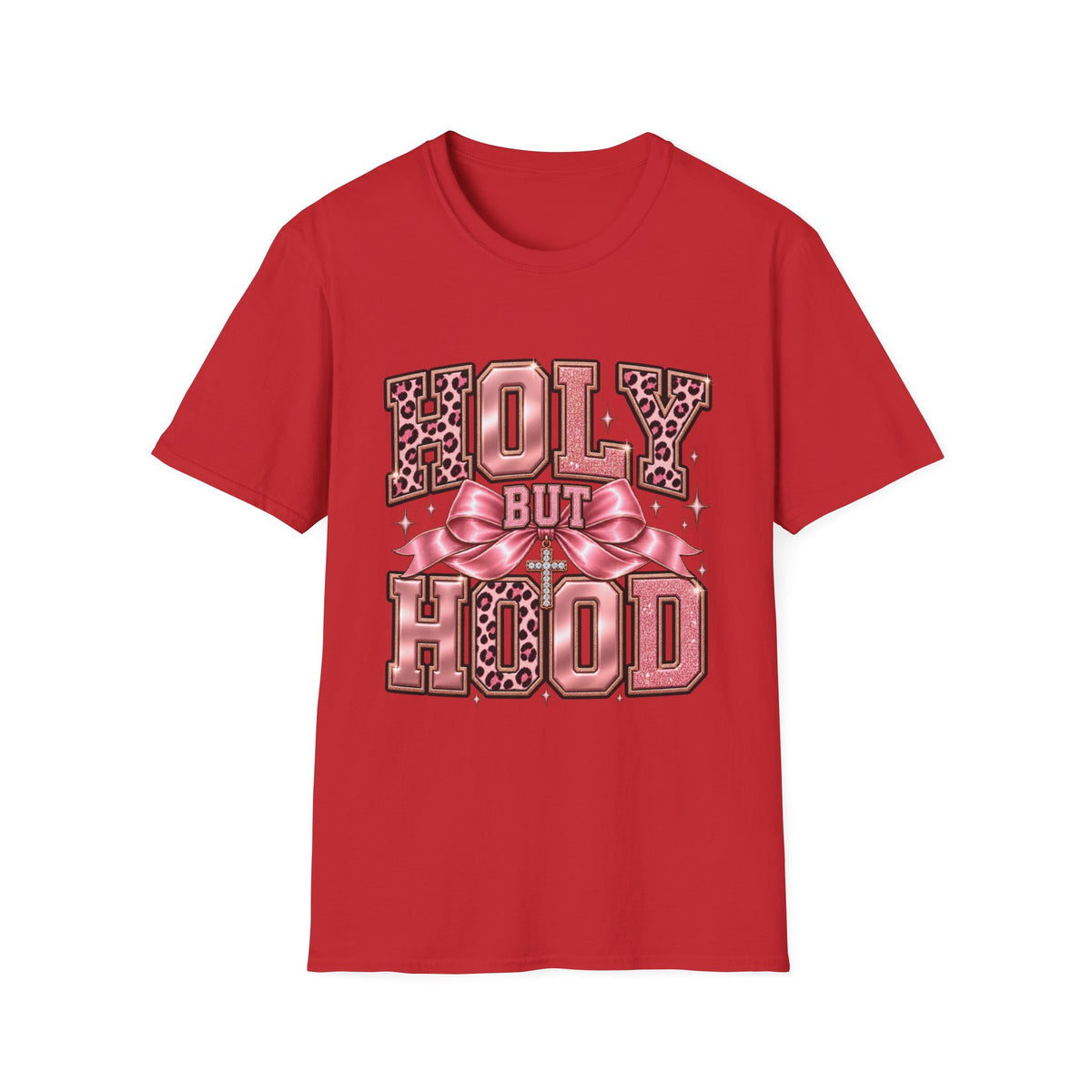Holy But Hood T-Shirt — Pink Leopard Ribbon Graphic Tee