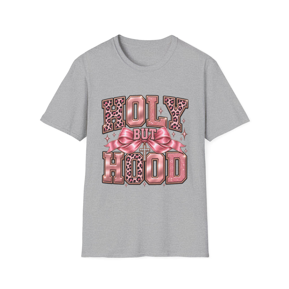 Holy But Hood T-Shirt — Pink Leopard Ribbon Graphic Tee