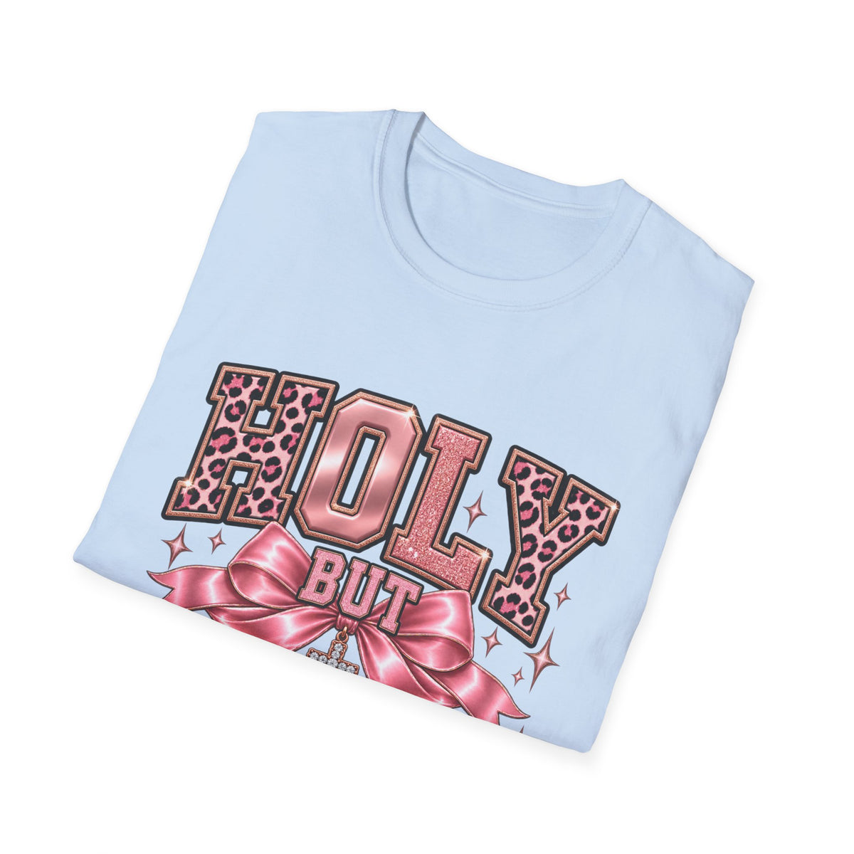 Holy But Hood T-Shirt — Pink Leopard Ribbon Graphic Tee