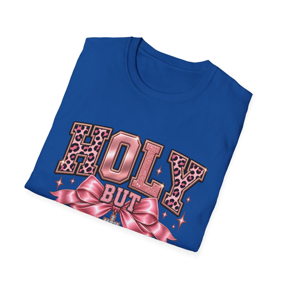 Holy But Hood T-Shirt — Pink Leopard Ribbon Graphic Tee