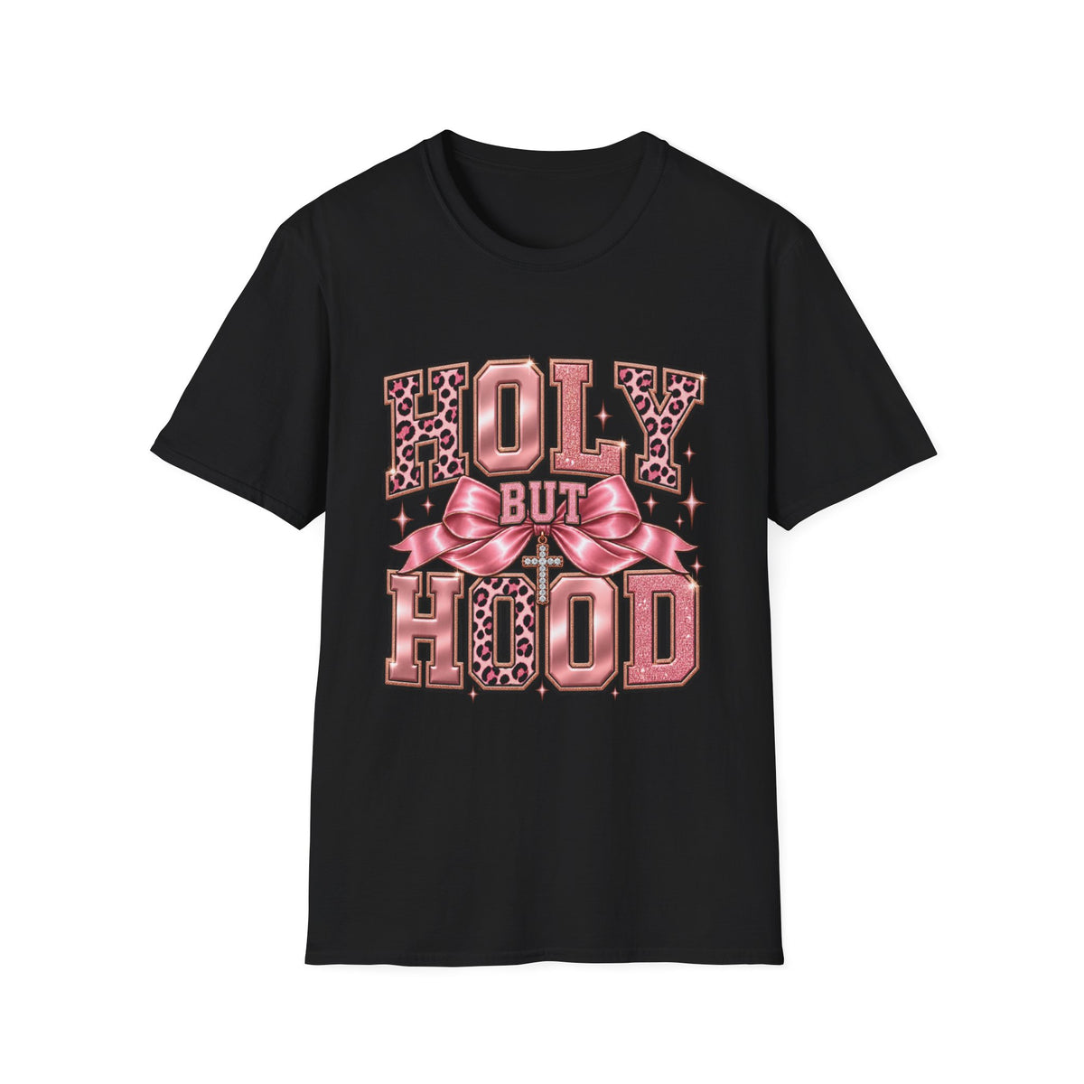 Holy But Hood T-Shirt — Pink Leopard Ribbon Graphic Tee