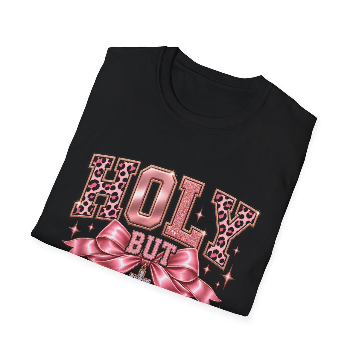 Holy But Hood T-Shirt — Pink Leopard Ribbon Graphic Tee