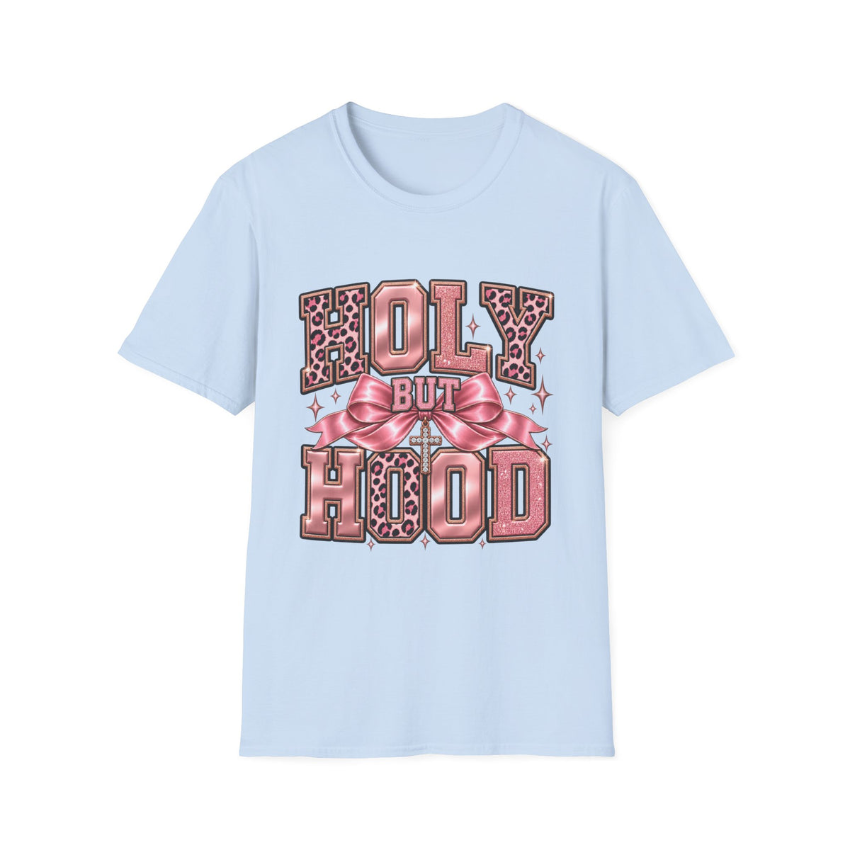 Holy But Hood T-Shirt — Pink Leopard Ribbon Graphic Tee
