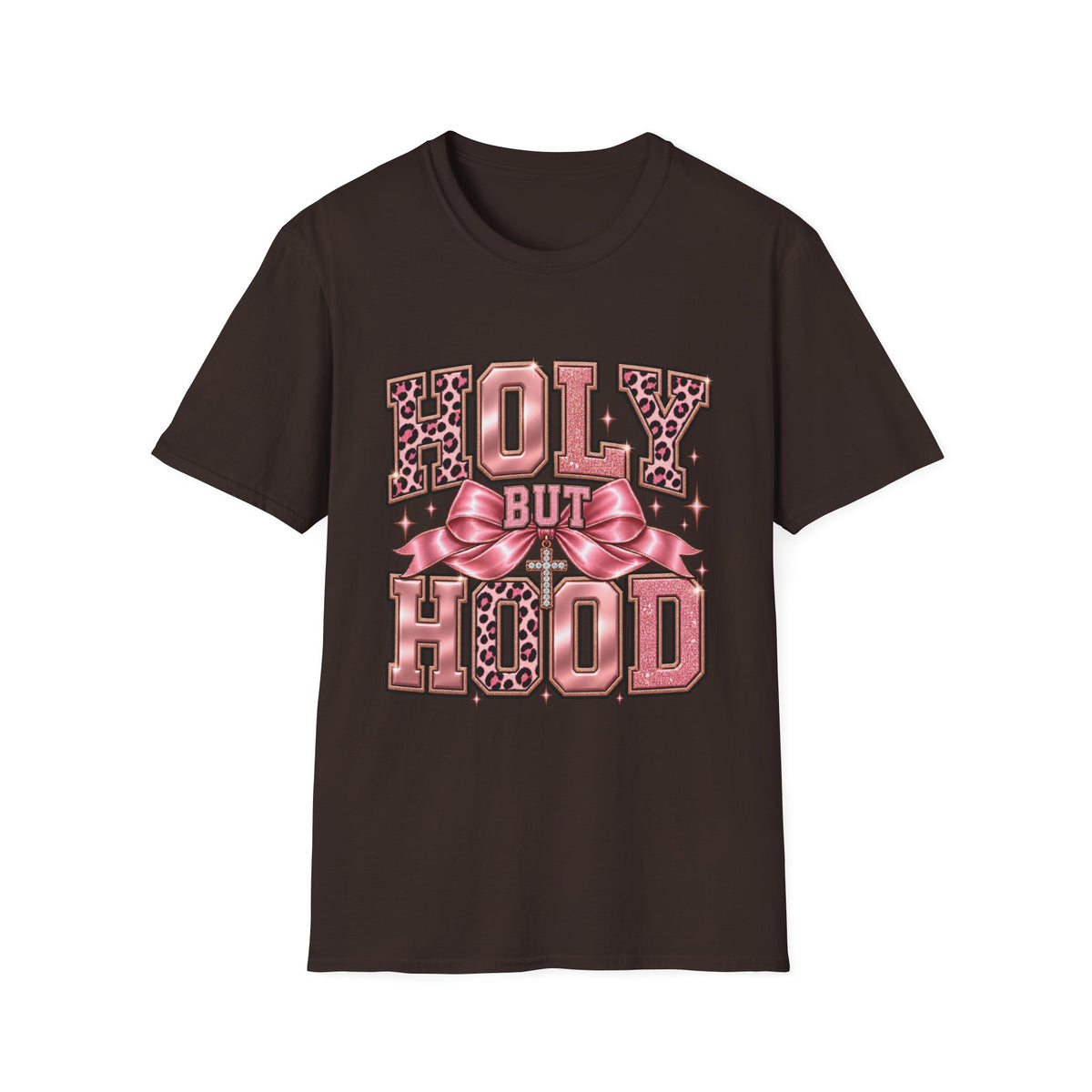 Holy But Hood T-Shirt — Pink Leopard Ribbon Graphic Tee