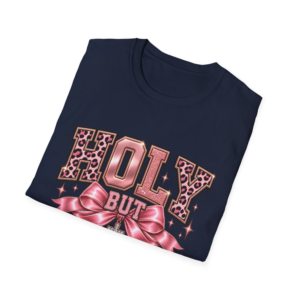Holy But Hood T-Shirt — Pink Leopard Ribbon Graphic Tee