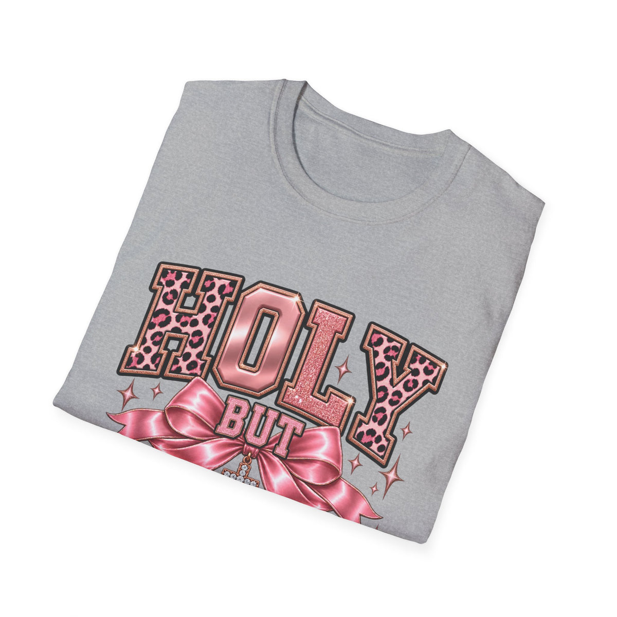 Holy But Hood T-Shirt — Pink Leopard Ribbon Graphic Tee