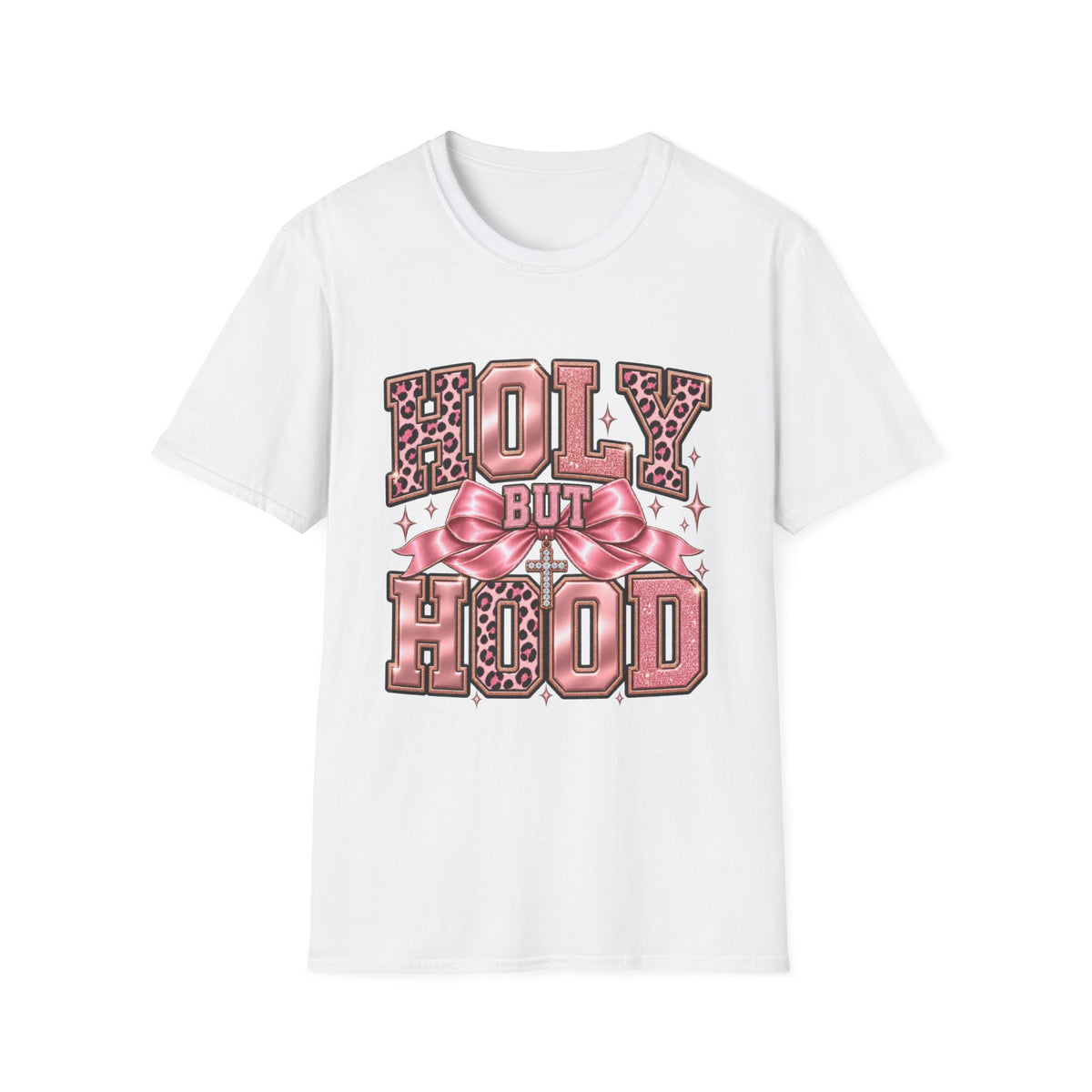 Holy But Hood T-Shirt — Pink Leopard Ribbon Graphic Tee