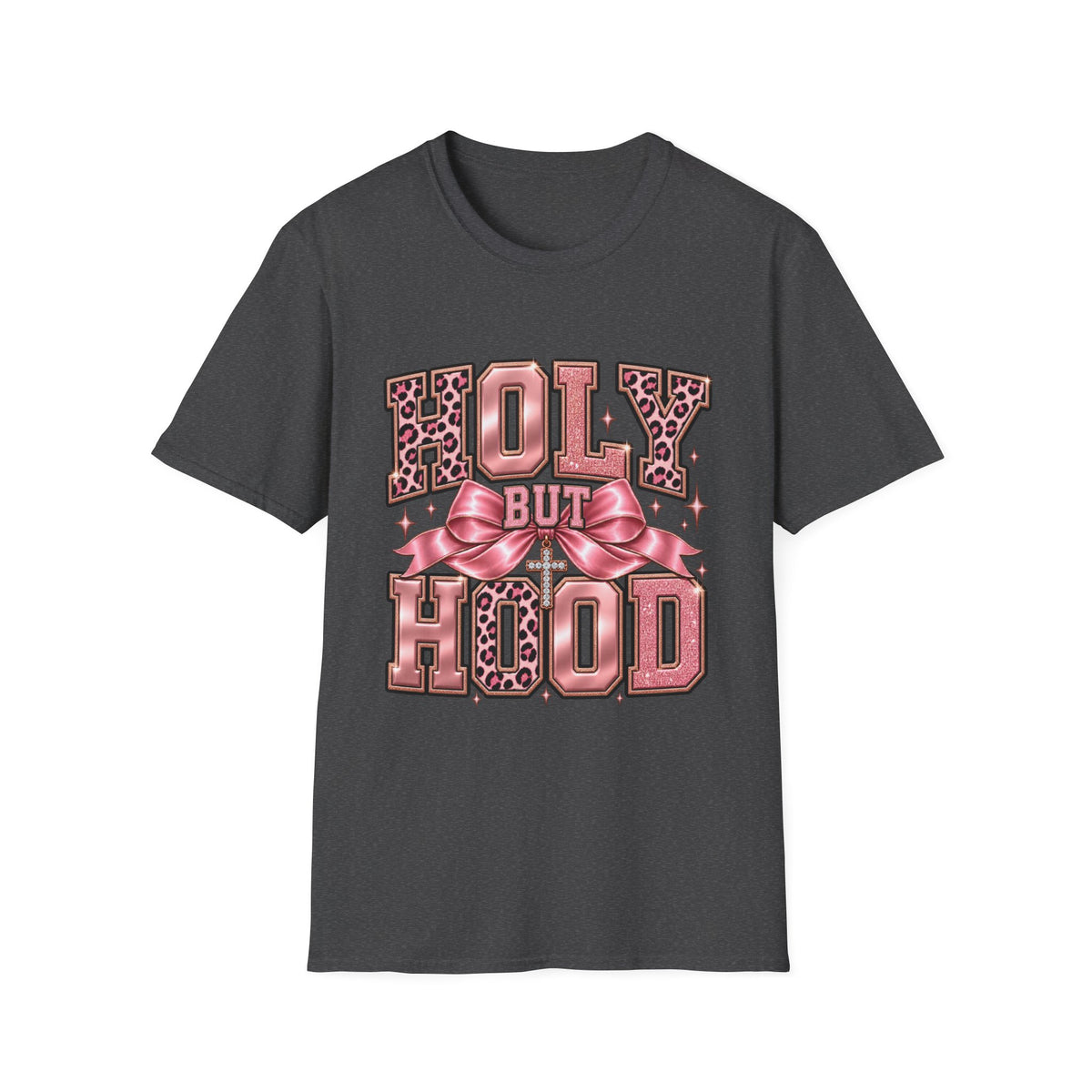 Holy But Hood T-Shirt — Pink Leopard Ribbon Graphic Tee