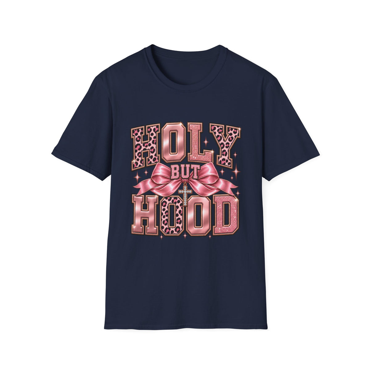 Holy But Hood T-Shirt — Pink Leopard Ribbon Graphic Tee
