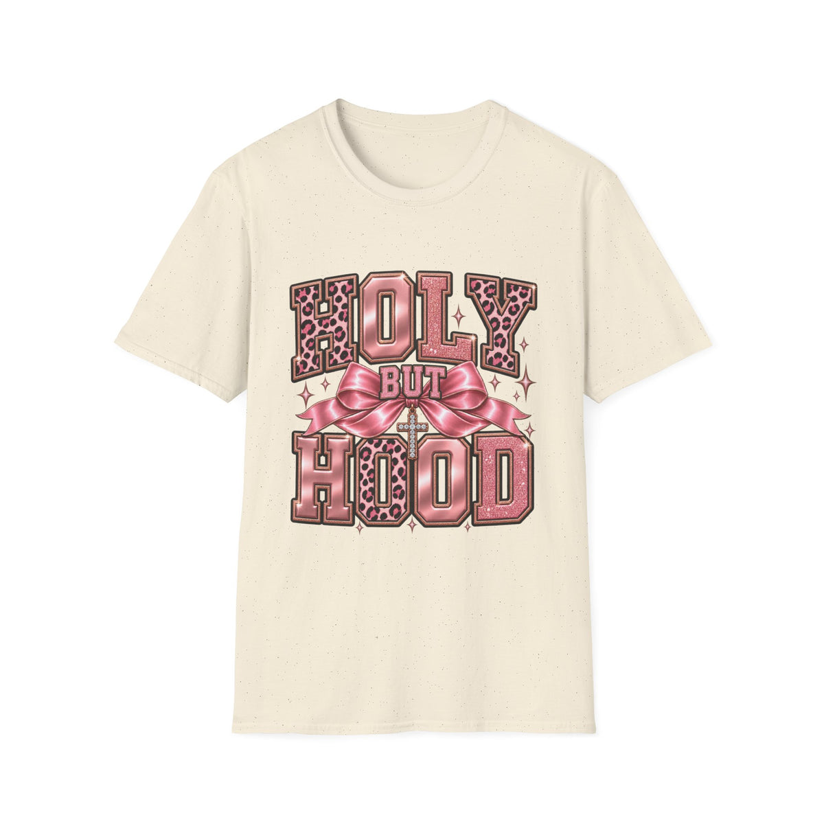 Holy But Hood T-Shirt — Pink Leopard Ribbon Graphic Tee