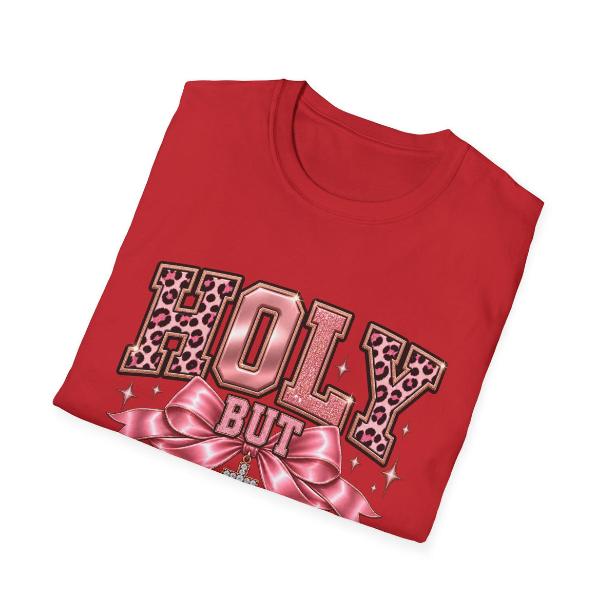 Holy But Hood T-Shirt — Pink Leopard Ribbon Graphic Tee