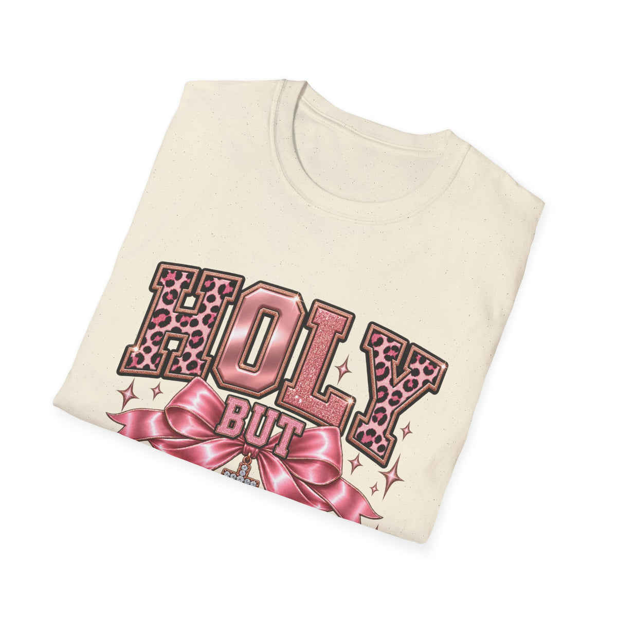Holy But Hood T-Shirt — Pink Leopard Ribbon Graphic Tee